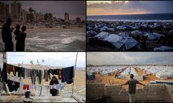 Gazze'de yağmur altında kalan çadırlar Filistinlilerin yaşadığı dramı derinleştiriyor