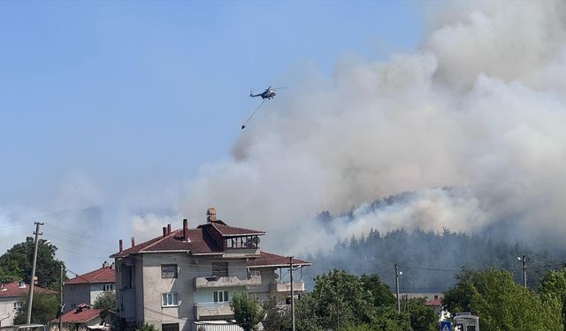 Bursa'nın Orhaneli ilçesinde anızda başlayıp ormana sıçrayan yangına müdahale ediliyor