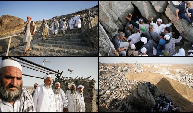 Hazreti Muhammed'e ilk vahyin ulaştırıldığı Hira Mağarası'na hacı adaylarının zorlu ziyareti