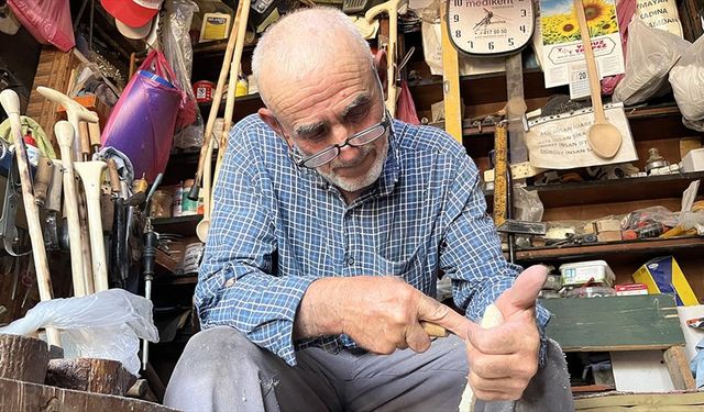 Tekirdağ'da bir çiftçi 22 yıldır ağaç oymacılığıyla uğraşıyor