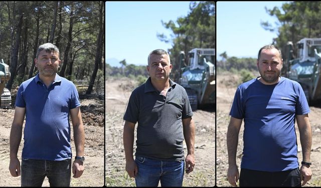 İş makinesi operatörleri yangına karşı ön safta alevlerle savaşıyor