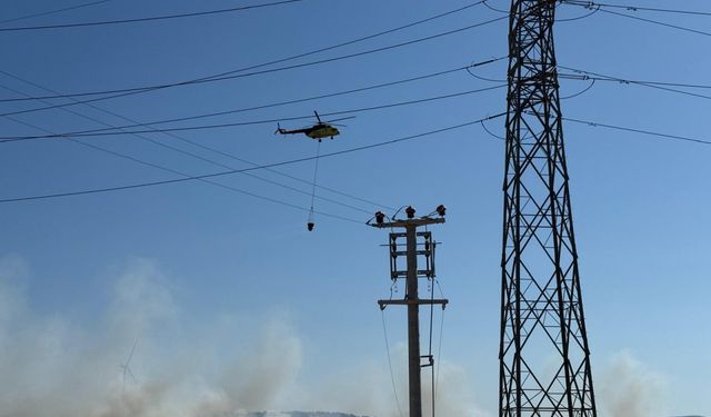 İzmir'in Urla ilçesinde çıkan orman yangınına müdahale ediliyor