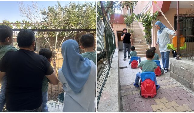 Koruyucu ailesi oldukları üçüzlerle evlerini şenlendirdiler