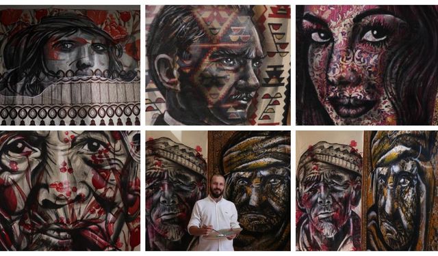 Atıl halı ve perdeler genç ressamın fırçasıyla yeniden hayat buluyor