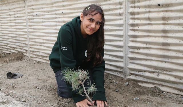 Fidan dikerek hem okullarını güzelleştiriyorlar hem de uygulamalı eğitim alıyorlar