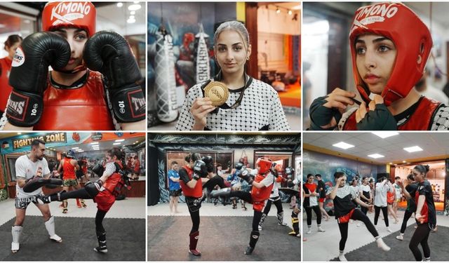 Filistinli Muaythai sporcusu genç kız, kazandığı altın madalyayı Gazze'ye armağan etti