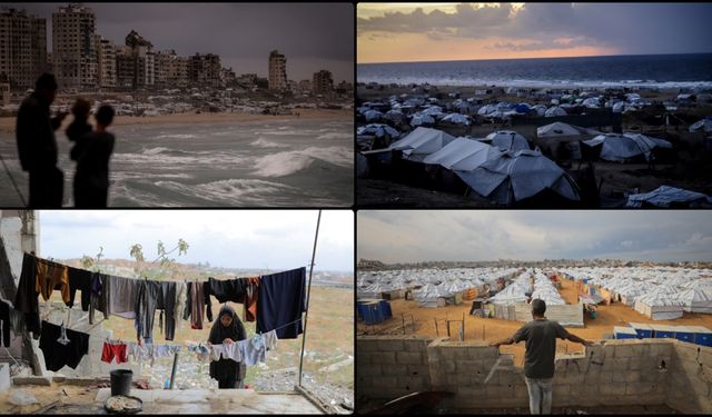 Gazze'de yağmur altında kalan çadırlar Filistinlilerin yaşadığı dramı derinleştiriyor