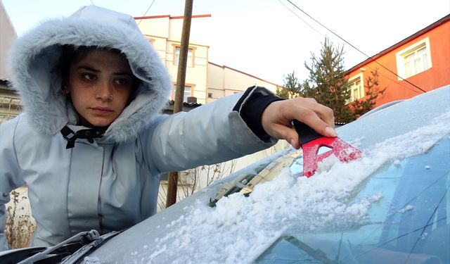 Kars'ta soğuk hava ve kırağı etkili oldu