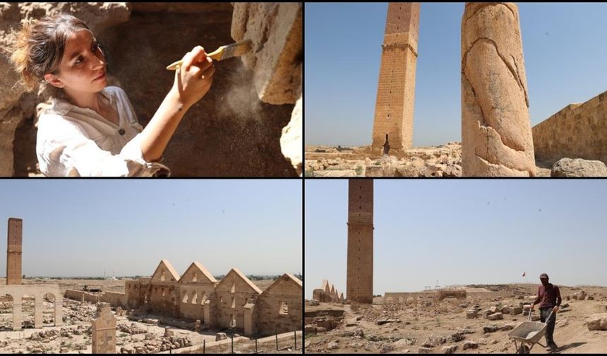 Hava sıcaklığının 50 dereceye yaklaştığı Şanlıurfa'da tarihin izini sürüyorlar