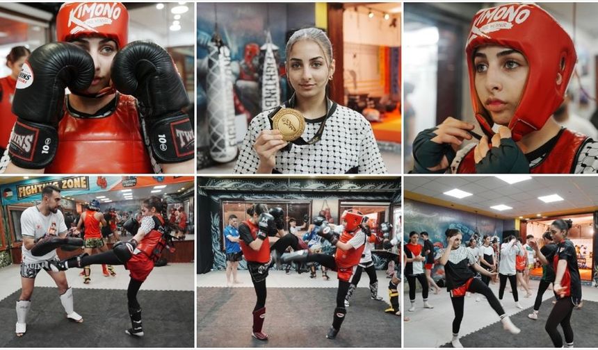 Filistinli Muaythai sporcusu genç kız, kazandığı altın madalyayı Gazze'ye armağan etti